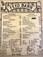 The Feed Barn menu
