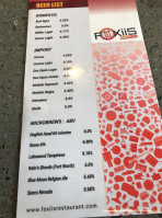 Foxiis And Grill menu
