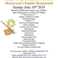 McGovern's On The Water menu