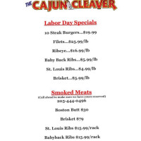 The Cajun Cleaver menu
