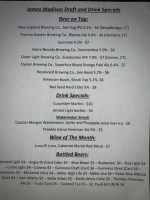 James Madison House Bar Restaurant menu