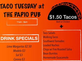 The Papio Pub menu