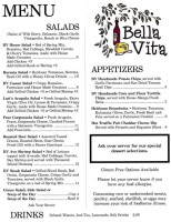 Bella Vita Bistro menu