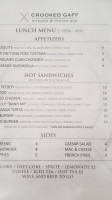 Crooked Gaff Kitchen Oyster menu