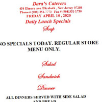 Dara's Caterers Inc menu