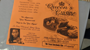 Queens Cuisine menu