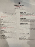 Walden's Coffeehouse menu
