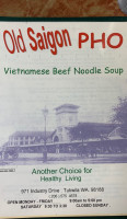 Old Saigon Pho menu