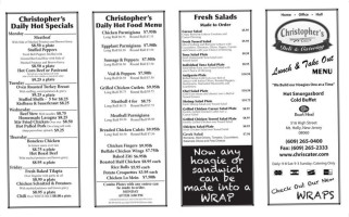 Christopher's Deli Caterers menu