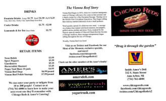 Chicago Reds Windy City Hot Dogs menu
