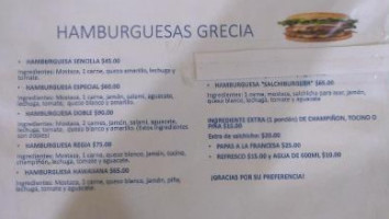 Hamburguesas Grecia menu