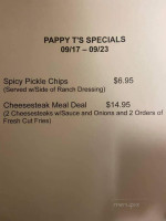 Pappy T's Pub menu