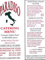 Paradiso Deli Cafe menu