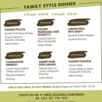 Luca's Deli Catering menu