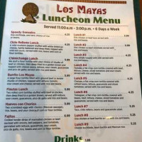 Los Mayas menu