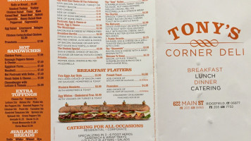 Tony's Corner Deli menu