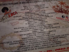 Nina Loca Cuban Rum menu