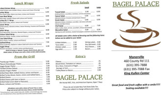 Bagel Palace menu