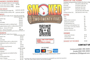 Smoked At 225 Llc menu