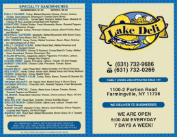 Lake Delicatessen menu