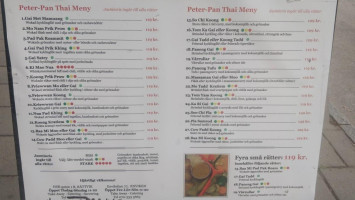 Peter Pan Thai Take Away menu
