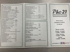 Pho 21 menu