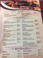 Milah's Cuisine menu