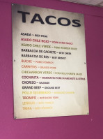 Tacos El Gordo menu