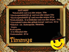 Timmys Gatukök menu