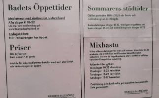 Bjerreds Saltsjöbad Kallbadhus Restaurang menu