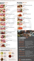 Sizzle Korean Barbeque menu