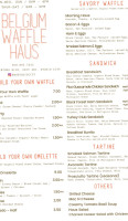 Belgium Waffle Haus menu