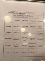 City Hall Cafe menu
