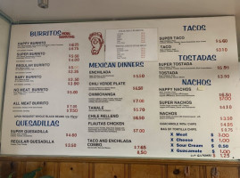 Happy Burrito menu