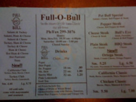 Full O' Bull Sandwich Shop menu