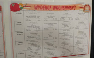 Wydehof menu