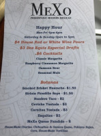 Mexo Tequila Mezcal Bar And Restaurant menu