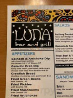 Luna Bar & Grill menu