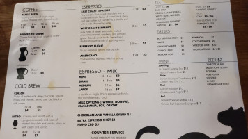 Panther Coffee menu