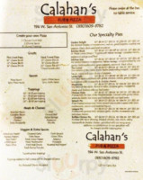 Calahan's Pub Grub menu