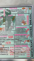 Concha Dorada menu