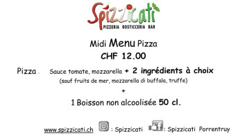 Spizzicati Pizzeria Rosticceria menu