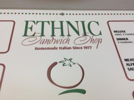 Ethnic Sandwich Shop menu