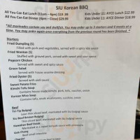 Siu Korean Bbq menu