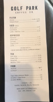 Golf Park Coffee Co. menu