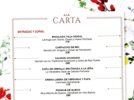 Villa Nogal menu