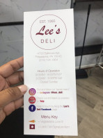 Lee's Deli menu