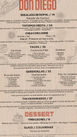 Don Diego Mexican menu