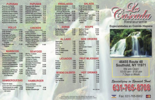 La Cascada menu