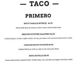 Taco Y Vino menu